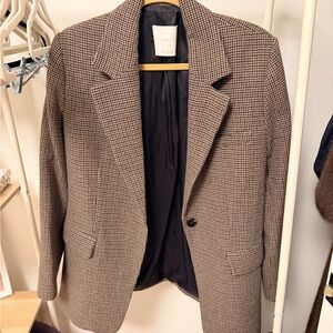 NWOT MANGO Brown Houndstooth Blazer Jacket